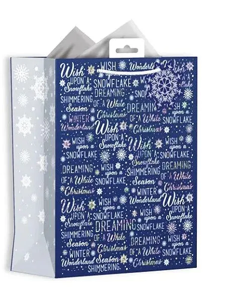 Giftmaker Navy Christmas Text Gift Bag Medium Age- Newborn & Above