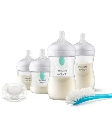 Philips Avent Natural Response 3.0 Newborn Gift Set of 5 -Baby Milk Bottles with Air-Free Vent, Ultra-Soft Pacifier and Bottle Brush Age- Newborn & Above SCD657