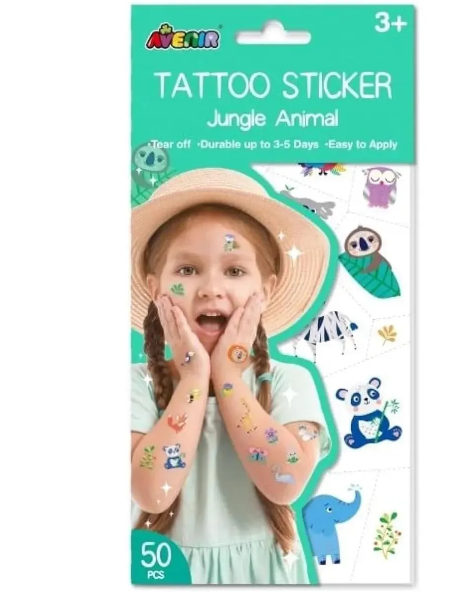 Avenir Tattoo Stickers-Jungle Animal Multicolor Age-3 Years & Above
