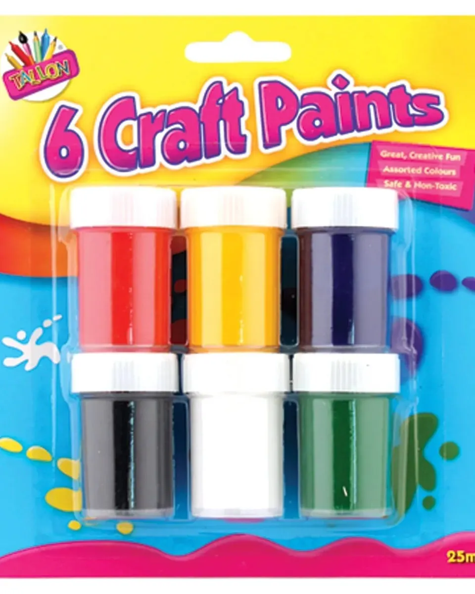 Artbox Craft Paint Pots Assorted Colours 6 Pack Age-3 Years & Above