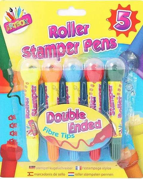 Artbox Double-Ended Roller Stamper Pens Assorted Colours 5 Pack Age-3 Years & Above