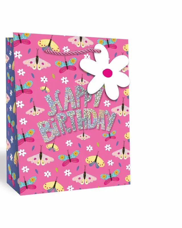 Girls Butterflies Large Gift Bag