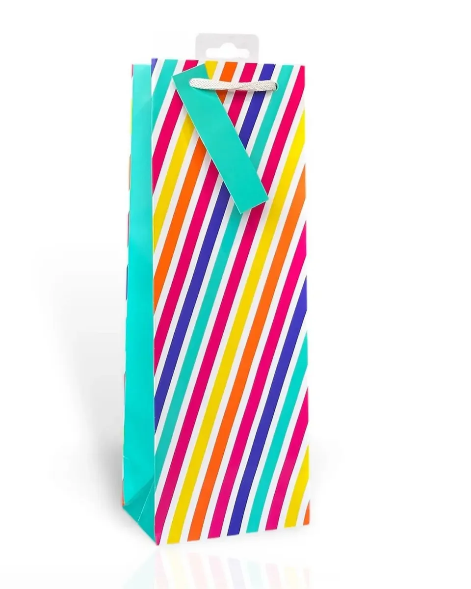 Giftmaker Rainbow Stripes Gift Bottle Bag