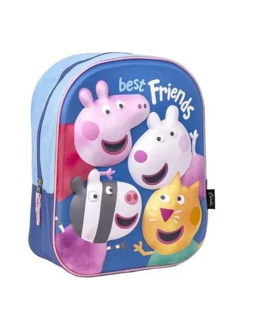 Peppa Pig 3D Printed Design Best Friends Backpack 4342 Age- 3 Years & Above