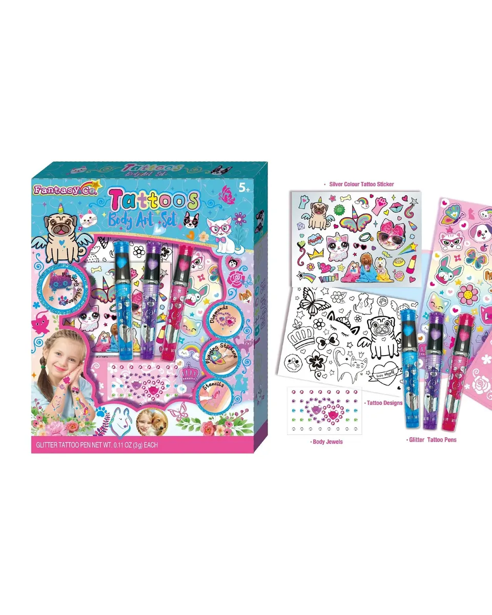 Pibi Fantasy Animals Glitz Fun Tattoo DIY Kit Multicolor Age- 5 Years & Above