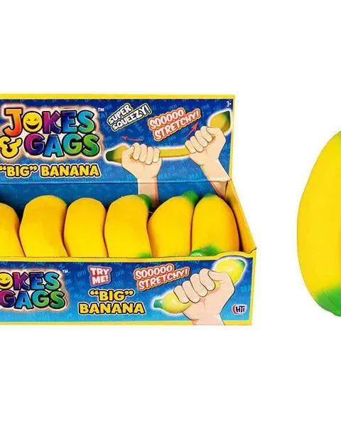 Jokes & Gags Squeezy Banana Squish Toy Cdu Age-3 Years & Above