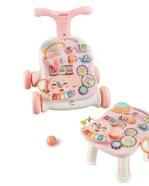 Kikkaboo 3-In-1 Play & Grow Walker, Activity & Hanging Play Table Pink Age-12 Months & Above