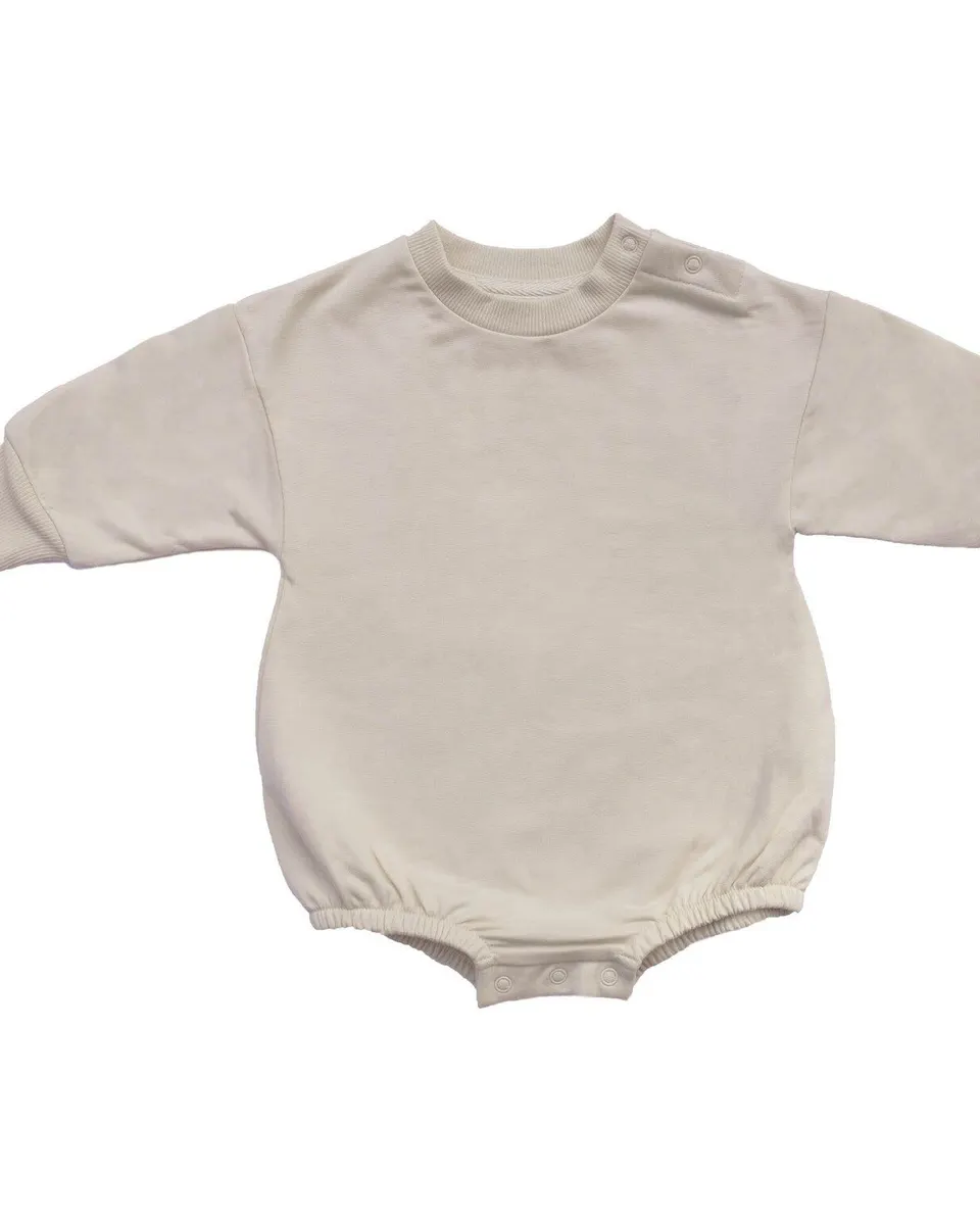 Toto & Mommie Infant Sweats Romper Sand