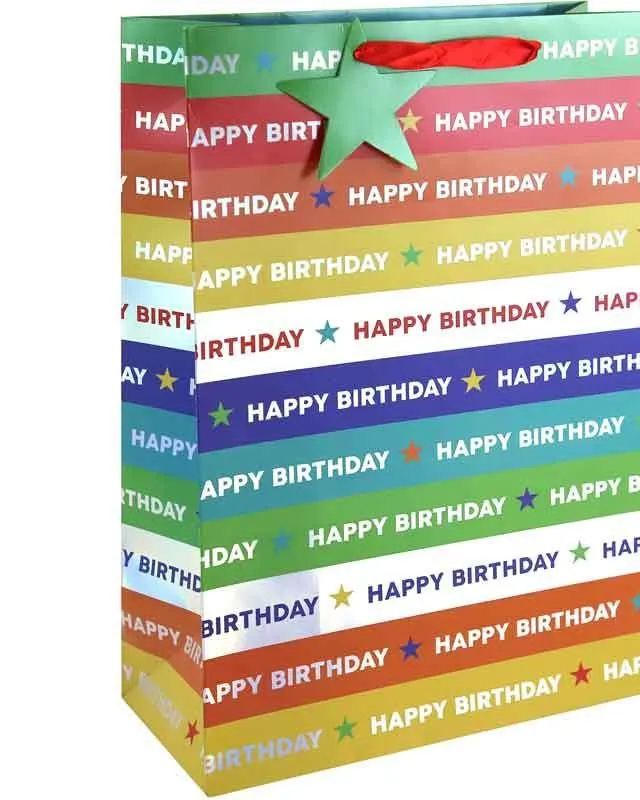 Eurowrap Holo Birthday Xlg Wide Gusset Gift Bag