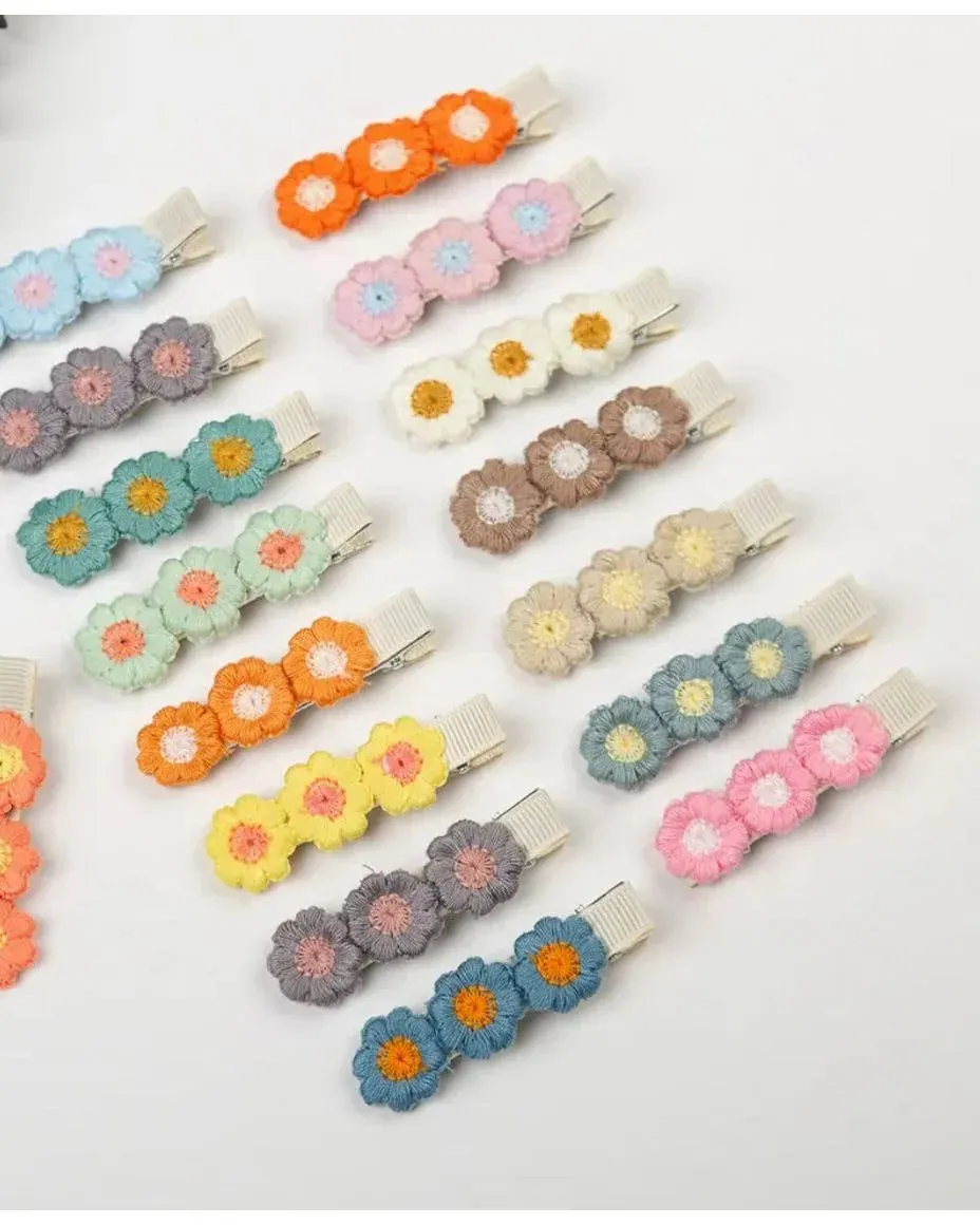 Pibi Floral Fabric Plaid Hair Clips (6.5 cm) Assorted Pp183 Age- Newborn & Above