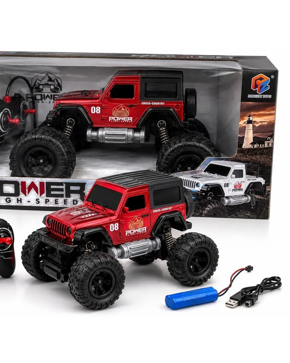 Pibi Power Monster Truck R/C 4CH High-Speed Off-Road Remote Control Car with Rechargeable Battery – 2.4GHz RC Climbing Vehicle Age- 3 Years & Above
