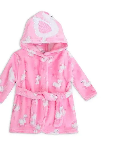 Motherschoice Infant Girls Flamingo Plush Fleece Bathrobe with 3D Hood Pink IT3591
