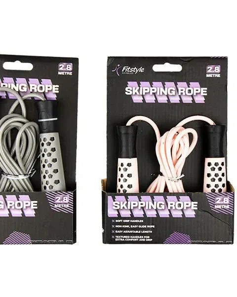 Pibi Fitstyle Skipping Rope 2.8M Assorted Colours Age-4 Years & Above