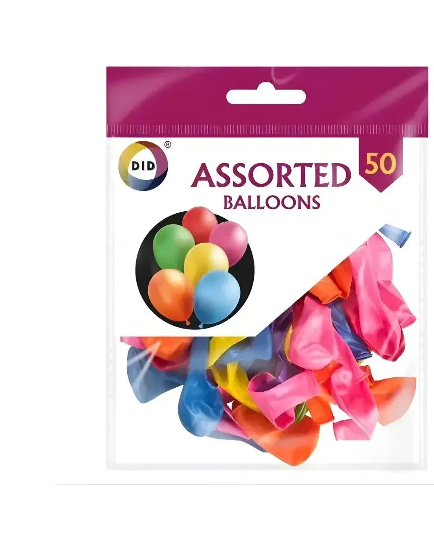 DID Assorted Balloons 50 Pack