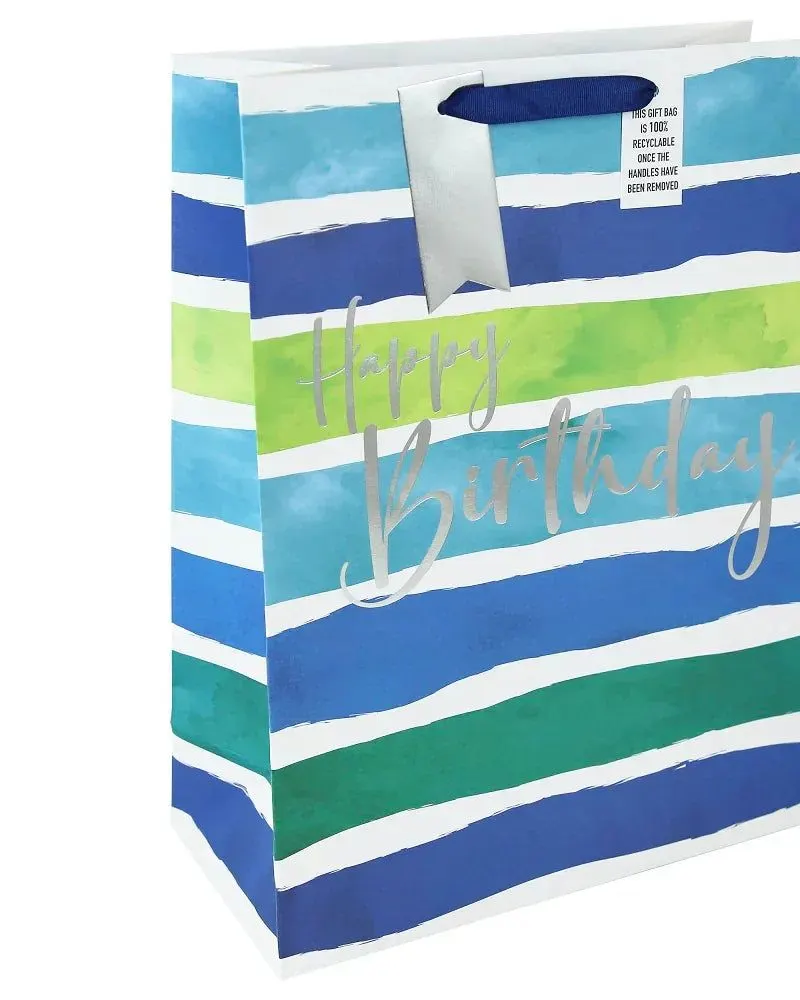 Simon Elvin Giftbag Blue Birthday Stripe Xl