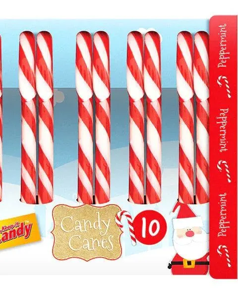 Pibi Keep It Candy Christmas Peppermint Candy Canes 10 Pack Age- Newborn & Above