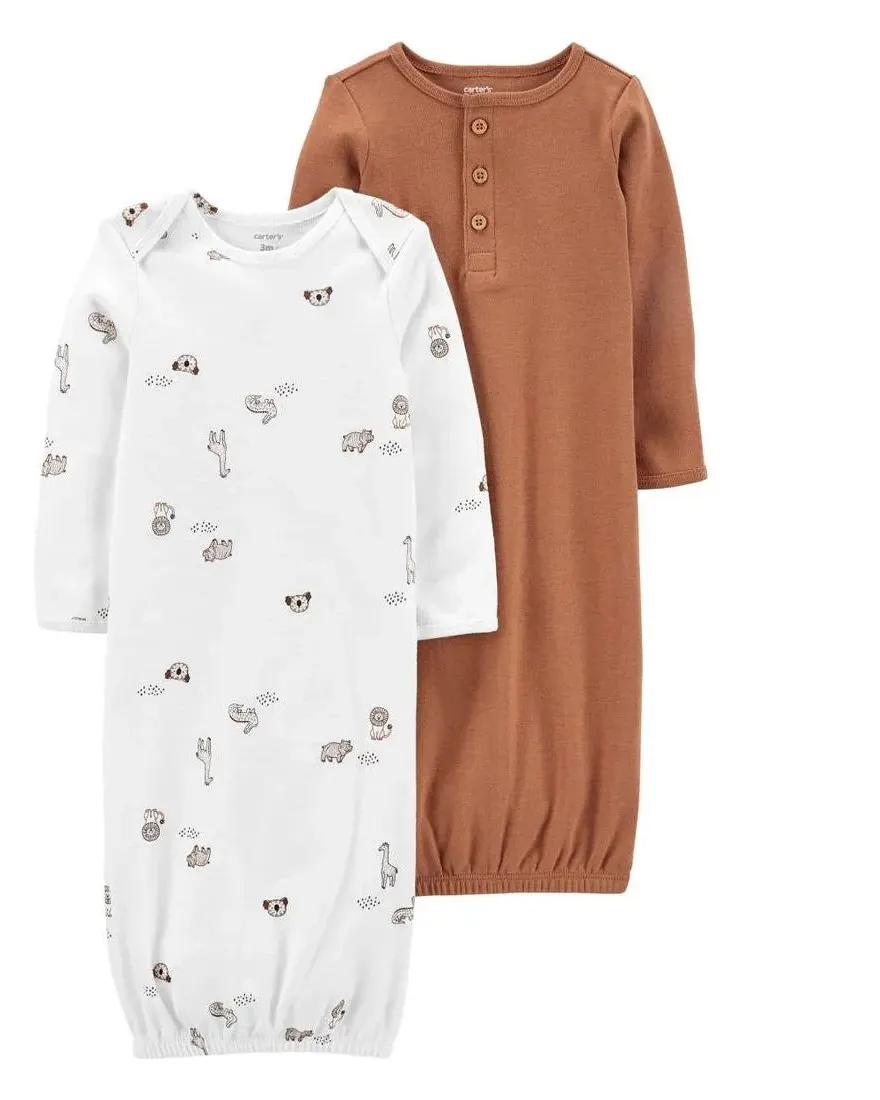 Carter's Infants 2-Pack Deer Themed Sleeper Gowns Brown/White 1N675910