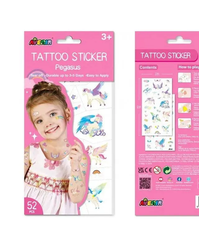 Avenir Tattoo Stickers-Pegasus Multicolor Age-3 Years & Above