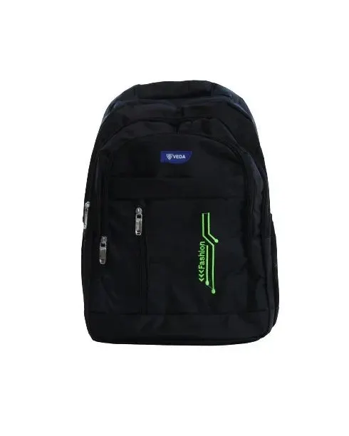 Veda School Bag BGS77-04 Black with Green Age- 8 Years & Above