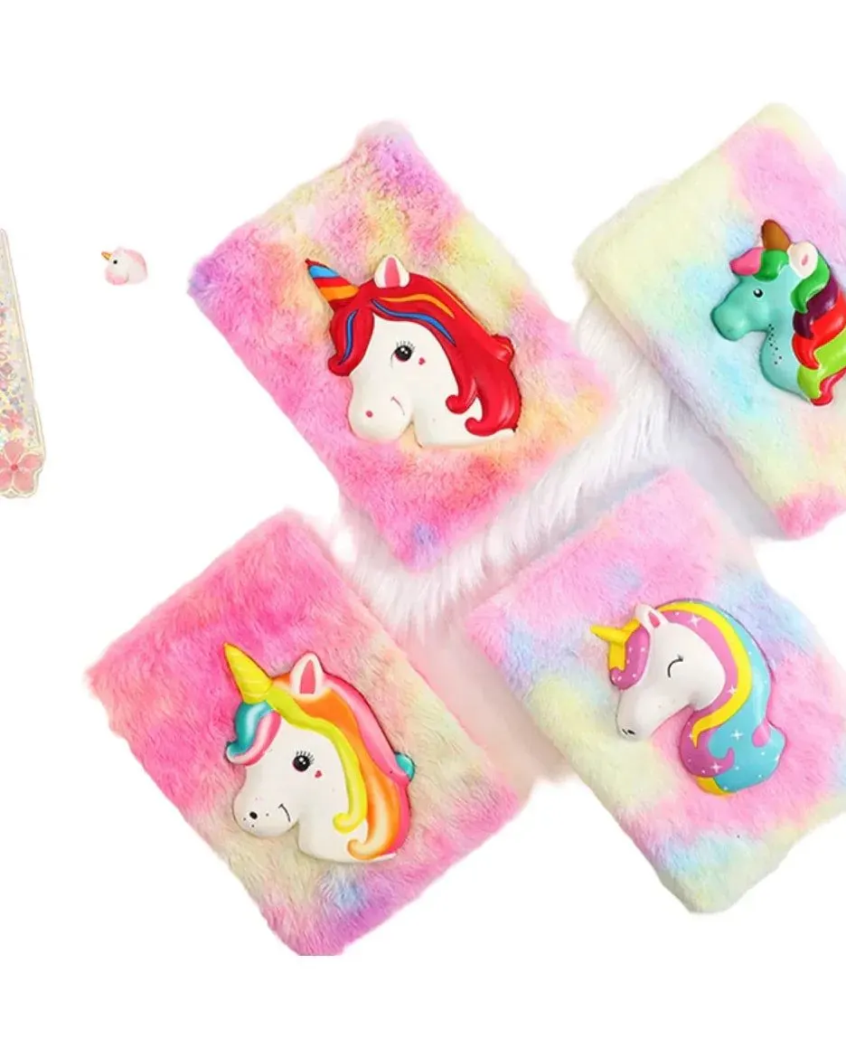 Pibi Cute Unicorn Plush Kids Note Books/Diary Assorted Age- 3 Years & Above