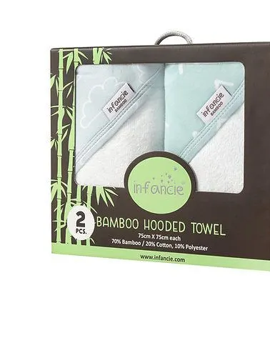 Motherschoice 2 in a Pack Bamboo Hooded Towel ( 75 cm x 75 cm) Age- Newborn to 4 Years Blue IT4723