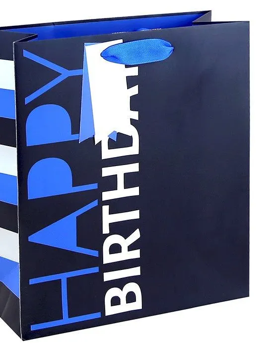 Eurowrap Navy Happy Birthday Large Gift Bag