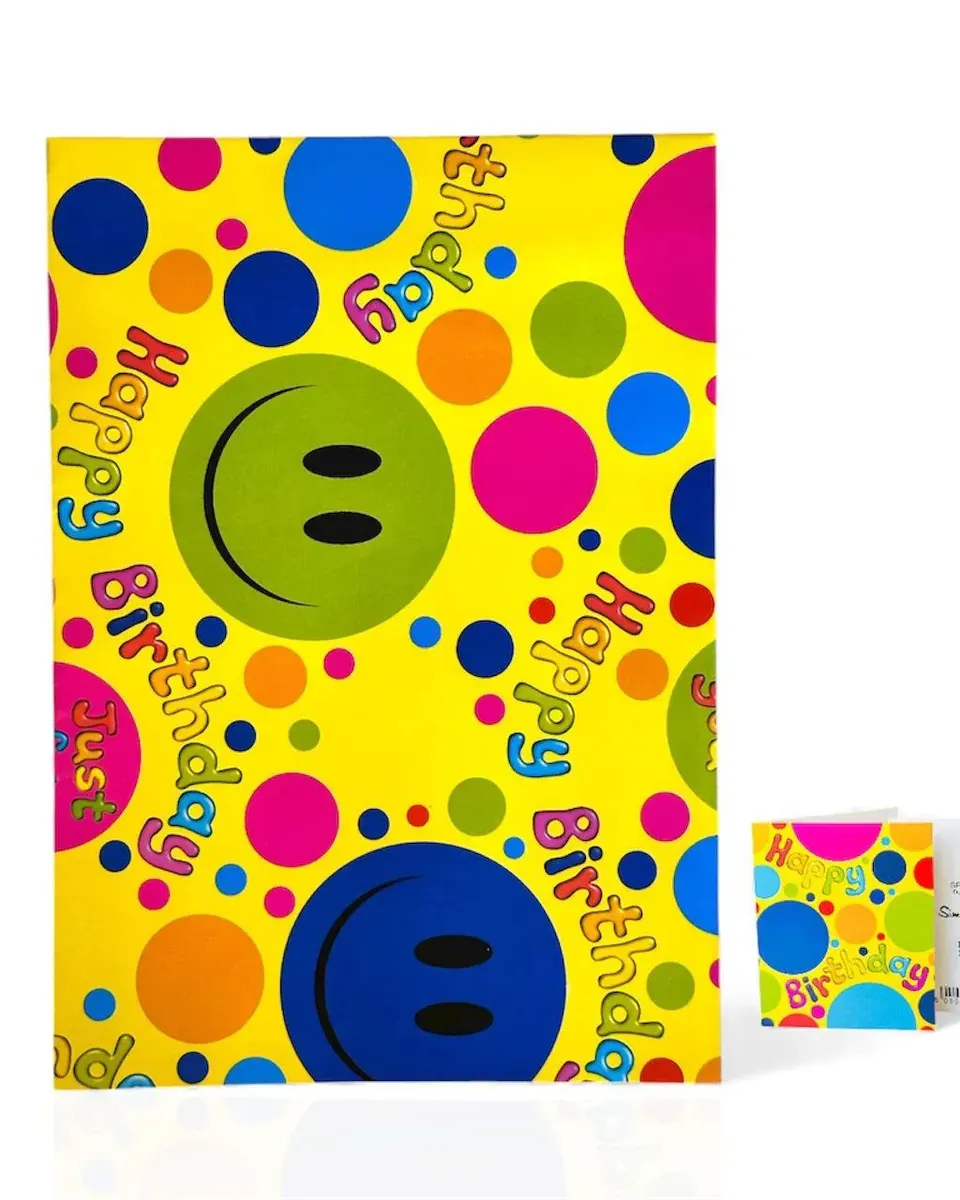 Simon Elvin Folded Wrap & Tags Happy Birthday Smiles