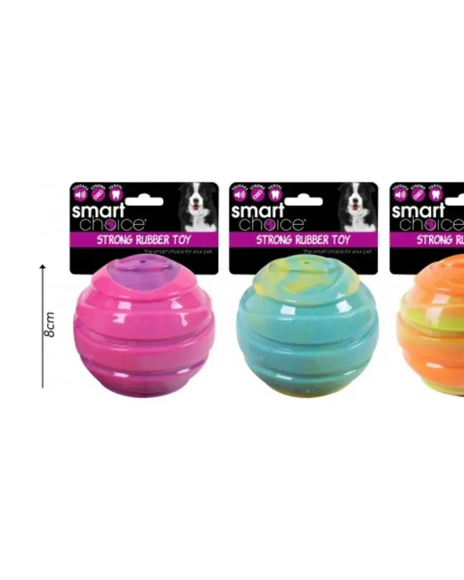 Smart Choice Summer Strong Rubber Ball Dog Toy 8 cm Assorted Age- 3 Years & Above
