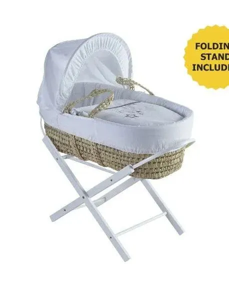Kinder Valley Wish Upon A Star Palm Moses Basket With Opal Folding Stand White Age- Newborn to 6 Months (Holds upto 9 Kg)
