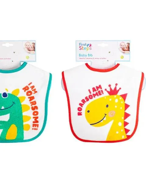 Pibi First Steps Dinosaur Baby Bib Assorted Age- 6 Months & Above