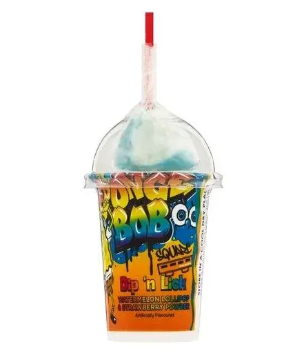 Sponge Bob Dip N Lick Watermelon Lollipop & Strawberry Powder Age- 3 Years & Above