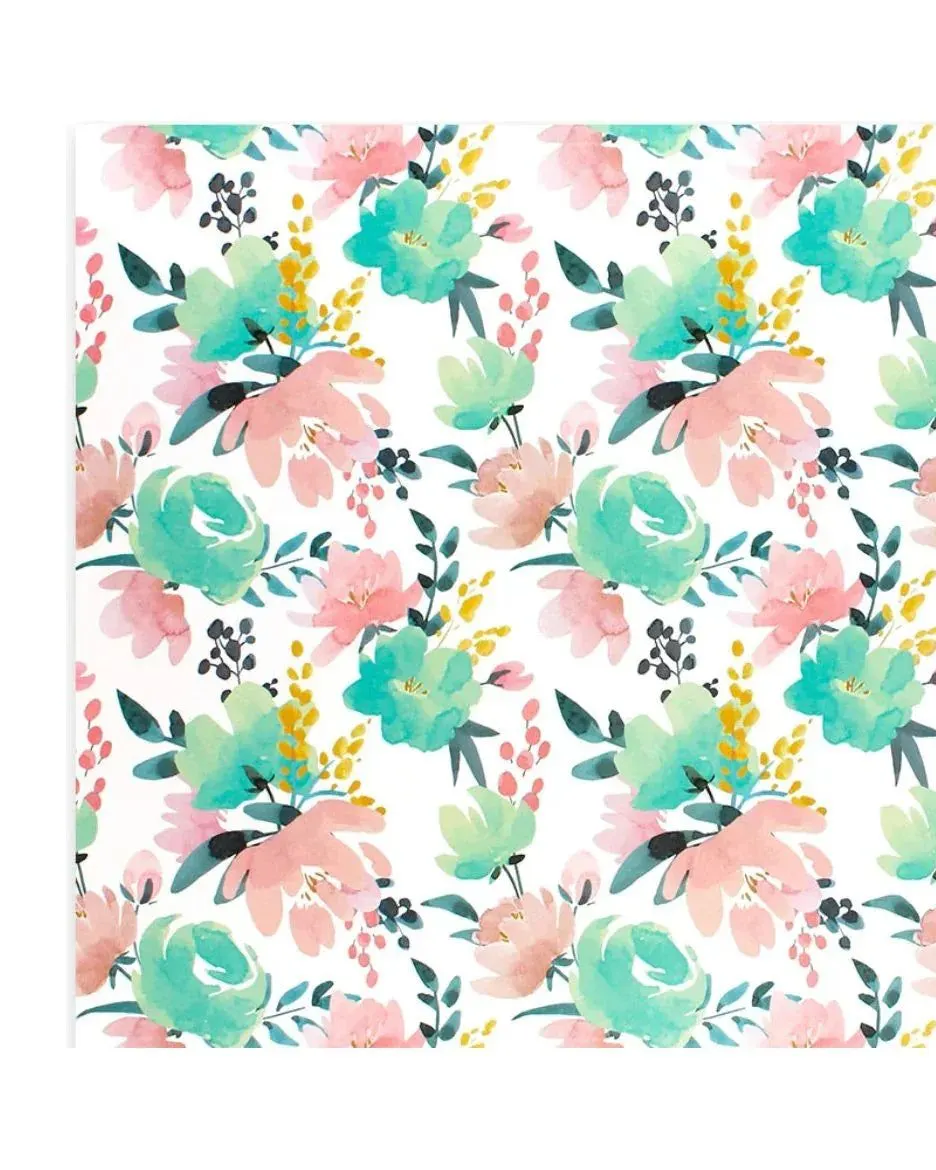 Pibi Floral Printed Gift Wrapping Paper 50 x 70 cm Pink/Green PZ004-4