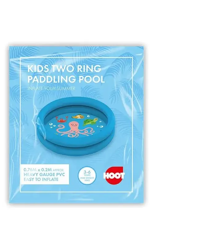 Hoot Kids Two-Ring Sea Animal Paddling Pool 76cm X 20cm Age- 3 Years & Above