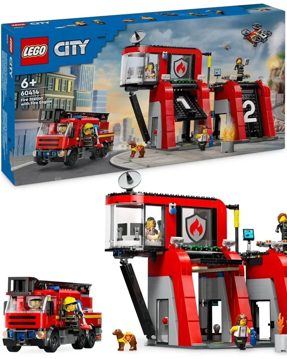 Lego Fire Station with Fire Truck Building Blocks Multicolor Age- 6 Years & Above