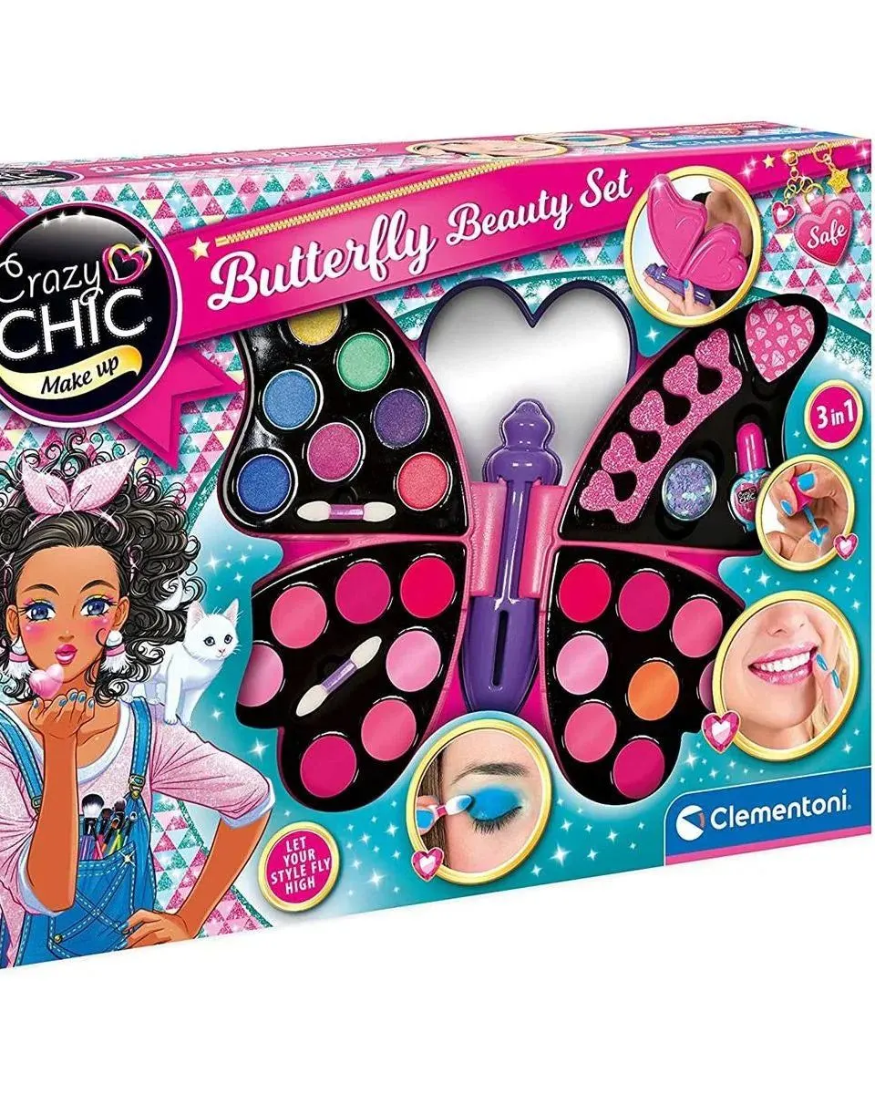 Clementoni Crazychic Butterfly Makeup Beauty DIY Kit Multicolor Age- 6 Years & Above