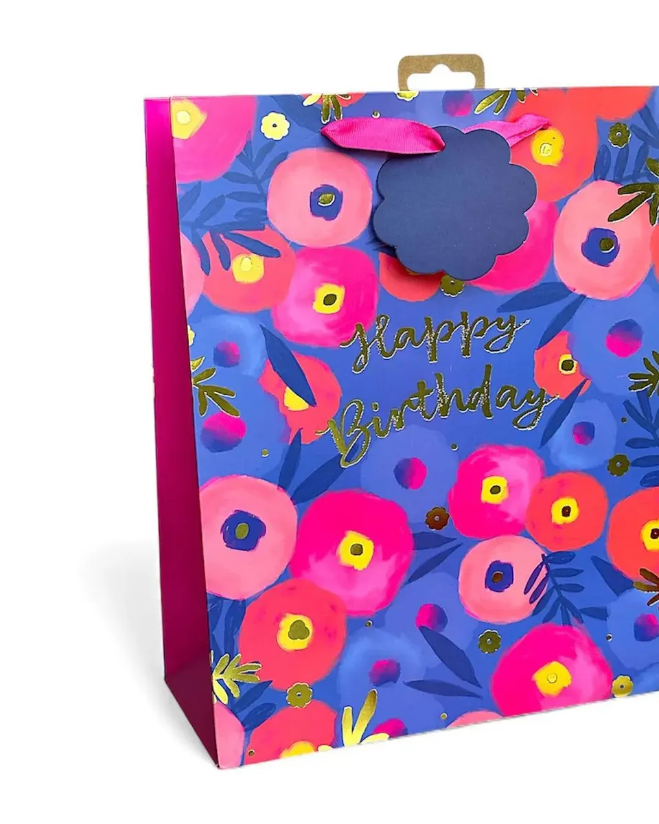 Tiger Feet Gift Bag Text Floral Large