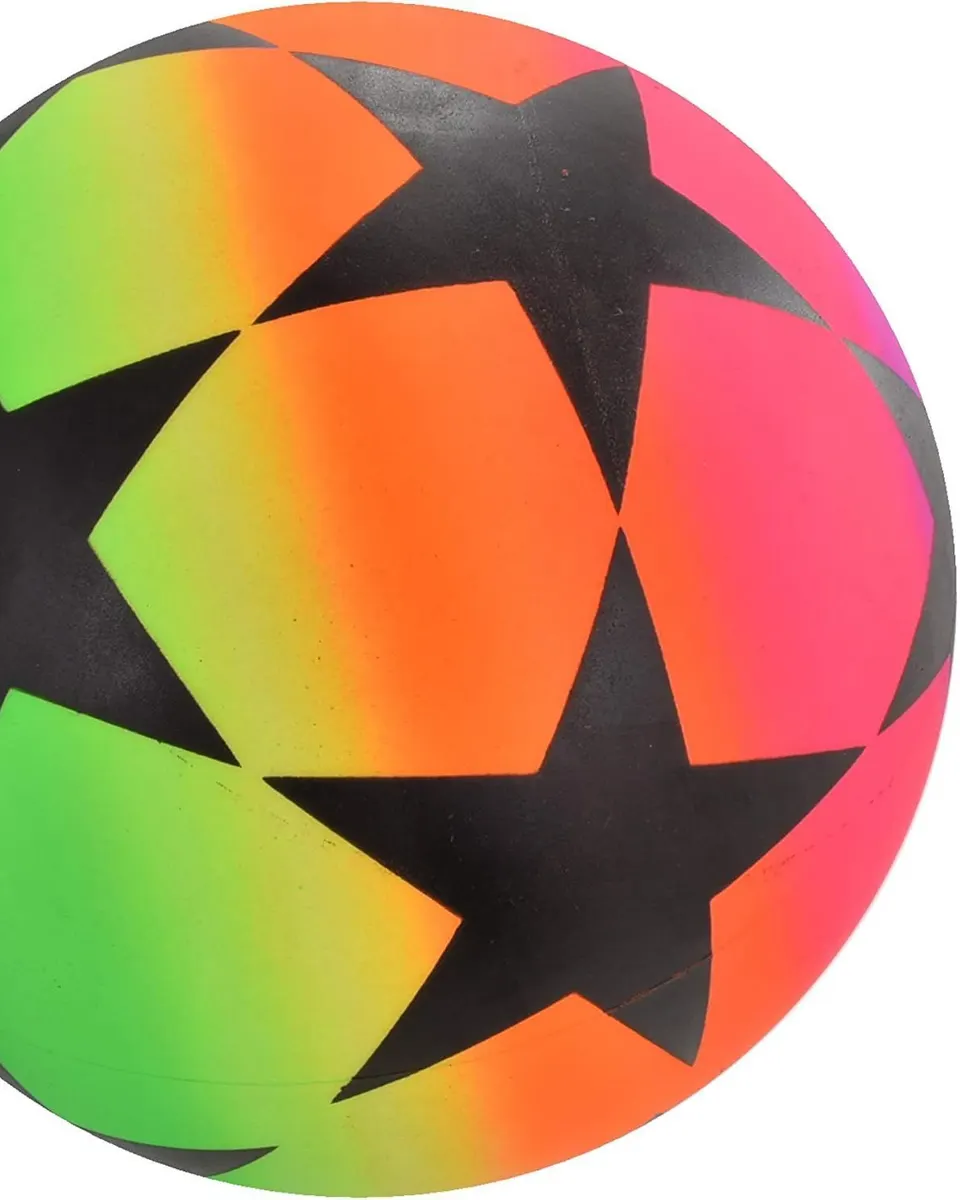 Kandy Toys Rainbow Stars & Moon Neon Inflatable Ball Large 9-Inch Assorted Age- 3 Years & Above