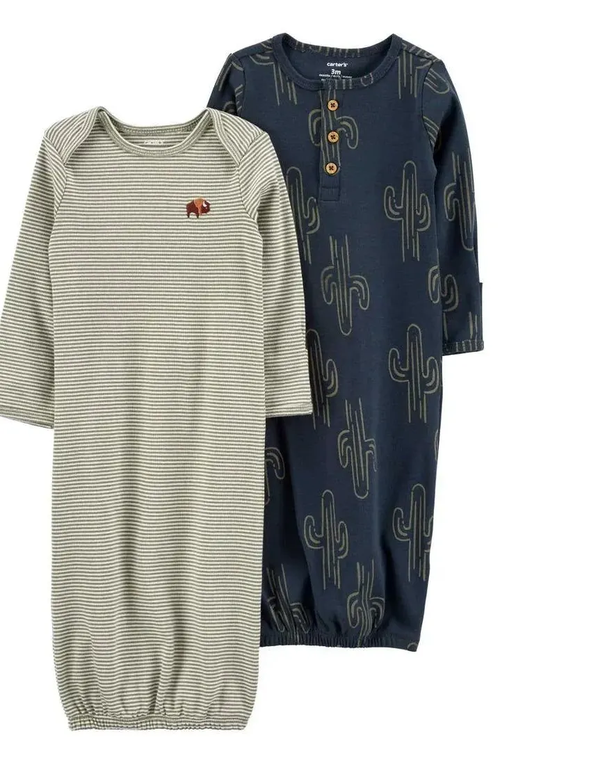 Carter's Infants Boys 2-Pack Cactus & Striped Sleeper Gowns Multicolor 1N674310