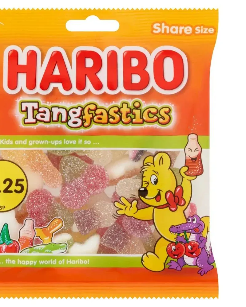 HARIBO Tangfastics Fruit & Cola Flavour Fizzy Jelly Sweets Sharing Bag 140g