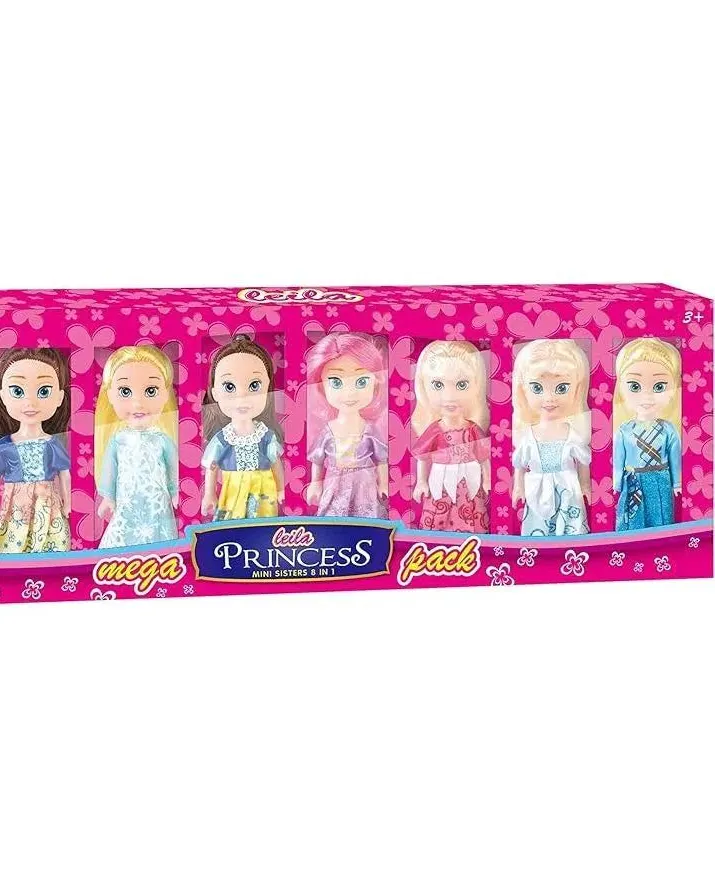 Power Joy Leila Princess Mini Sisters Dolls 8 Pcs Pack Multicolor Age- 3 Years & Above