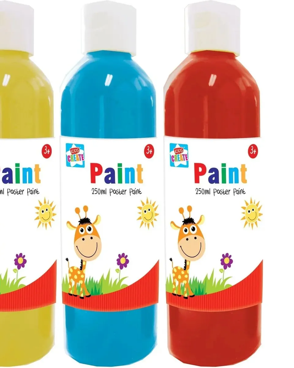 Pibi Kids Create Poster Paints 250Ml In Cdu 3 Assorted Colours Age-3 Years & Above