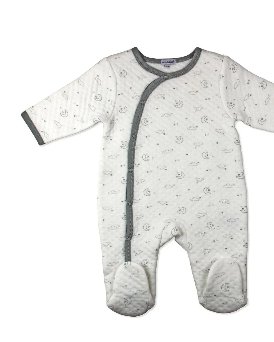 Motherschoice Baby Quilted Footed Sleep-suit White/Grey IT1375