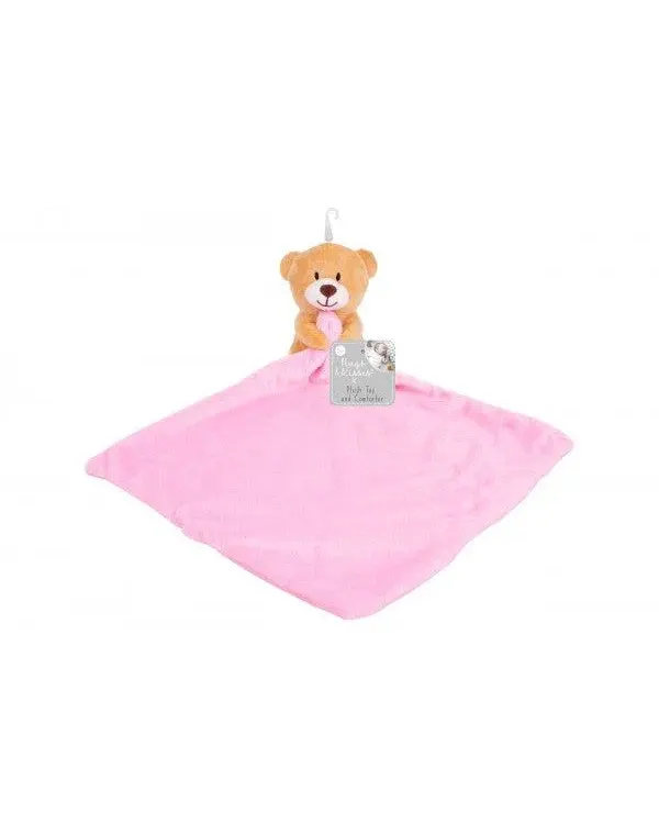 Hugs & Kisses Plush Toy And Comforter Blanket 24 x 24 cm Pink Age-Newborn & Above
