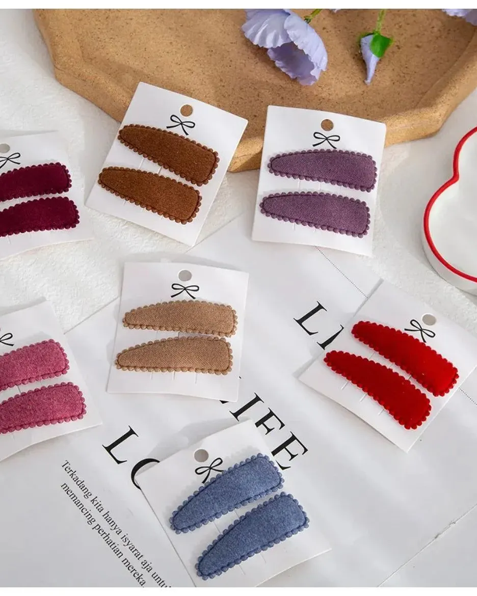 Pibi Faux Kashmere Korean Oval Snap Clips (6 cm) Set of2 Assorted Pp179 Age- Newborn & Above
