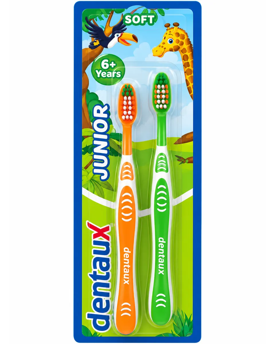 Dentalux Teeth Toothbrushes Pack of 2 Green/Orange Age- 6 Years & Above