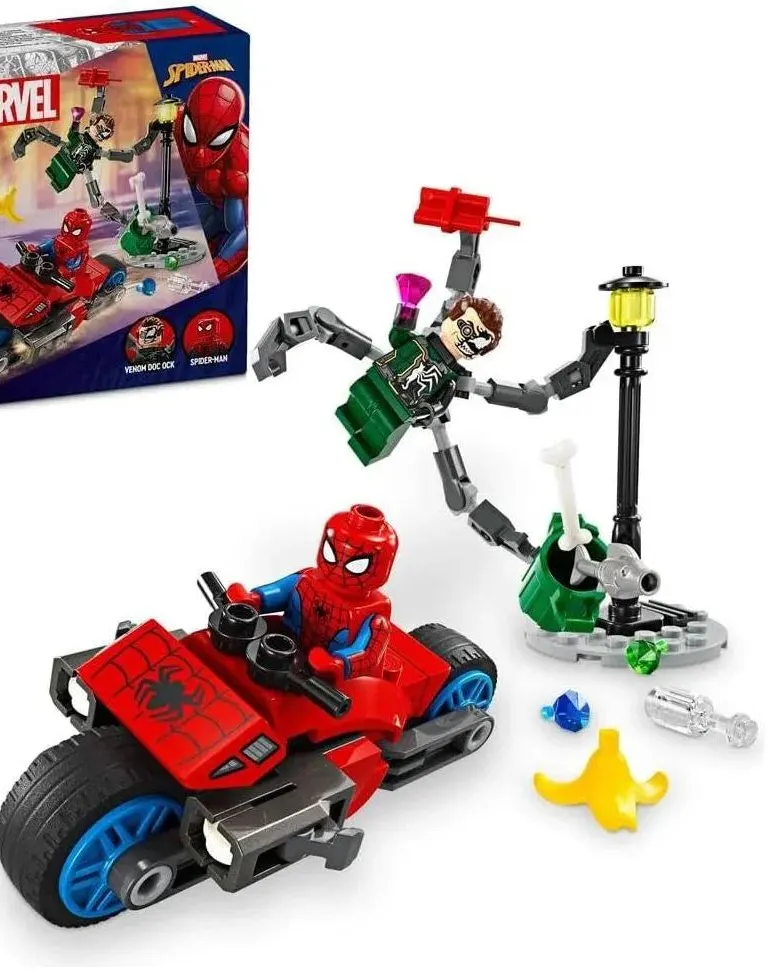 Lego Motorcycle Chase: Spider-Man vs. Doc Ock Building Blocks Multicolor Age- 6 Years & Above