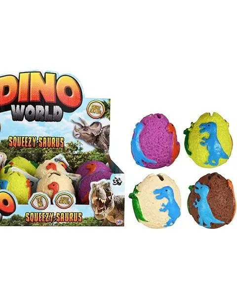 Pibi Dino World Squeezy-Saurus Dinosaur Egg Cdu Assorted Colours Age-3 Years & Above