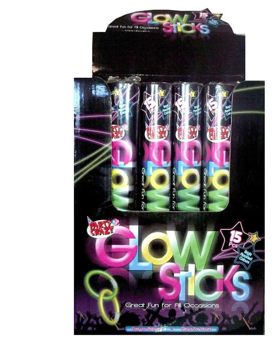 Pibi Party Crazy Glow Sticks 20Cm Assorted Colours 15Pc Cdu Age- 3 Years & Above