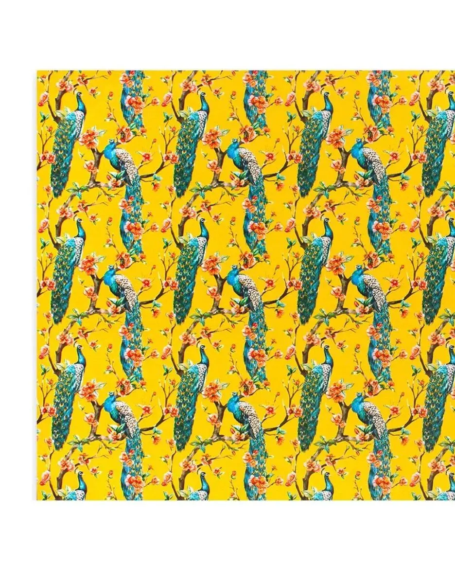 Pibi Peacock Gift Wrapping Paper 50 x 70 cm Yellow