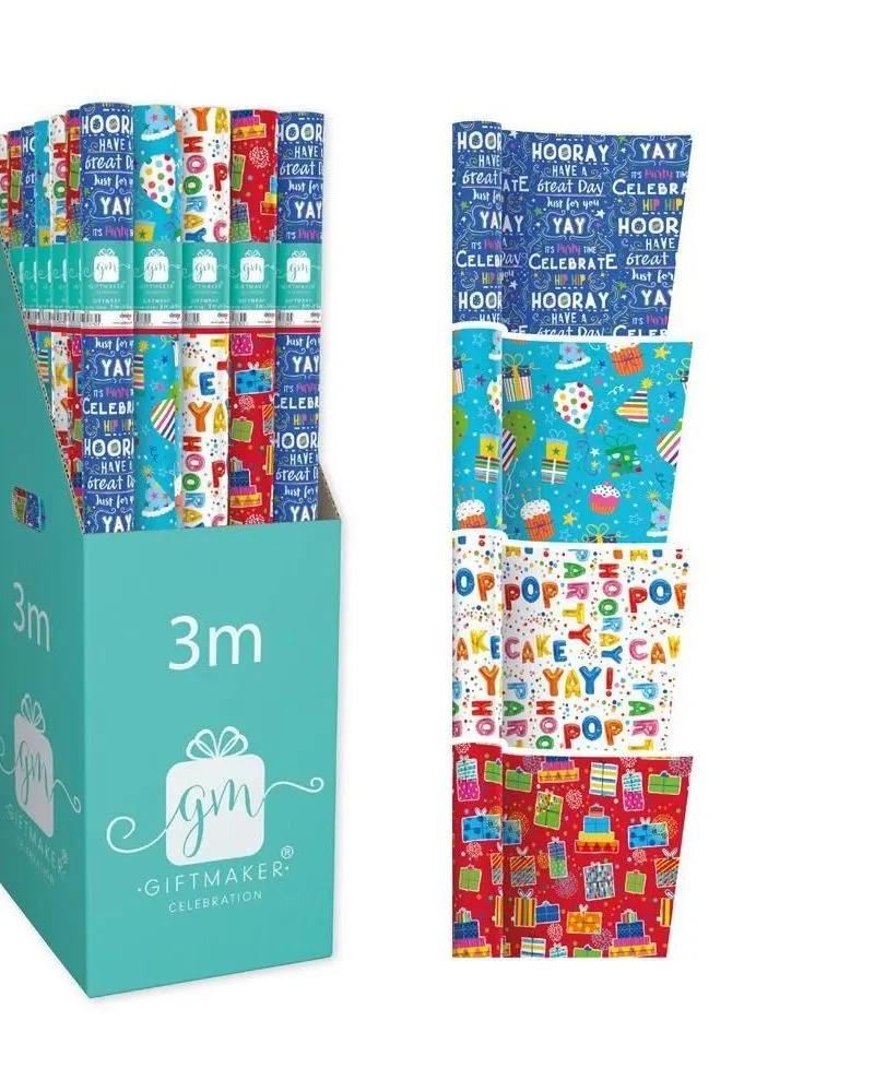 Giftmaker Happy Birthday Roll Gift Wrap 3 Meters